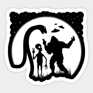 Funny Bigoot Nessie And Alien Sticker